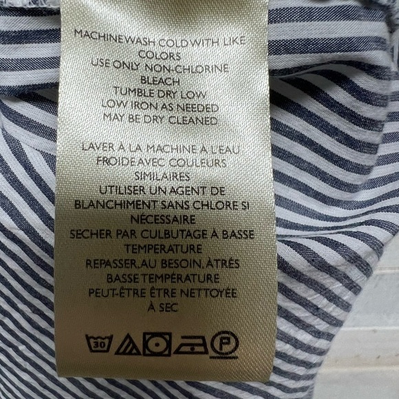 Maeve Stripe Tunic Top Womens Small Blue White 1/4 Button Long Sleeve - Picture 5 of 8